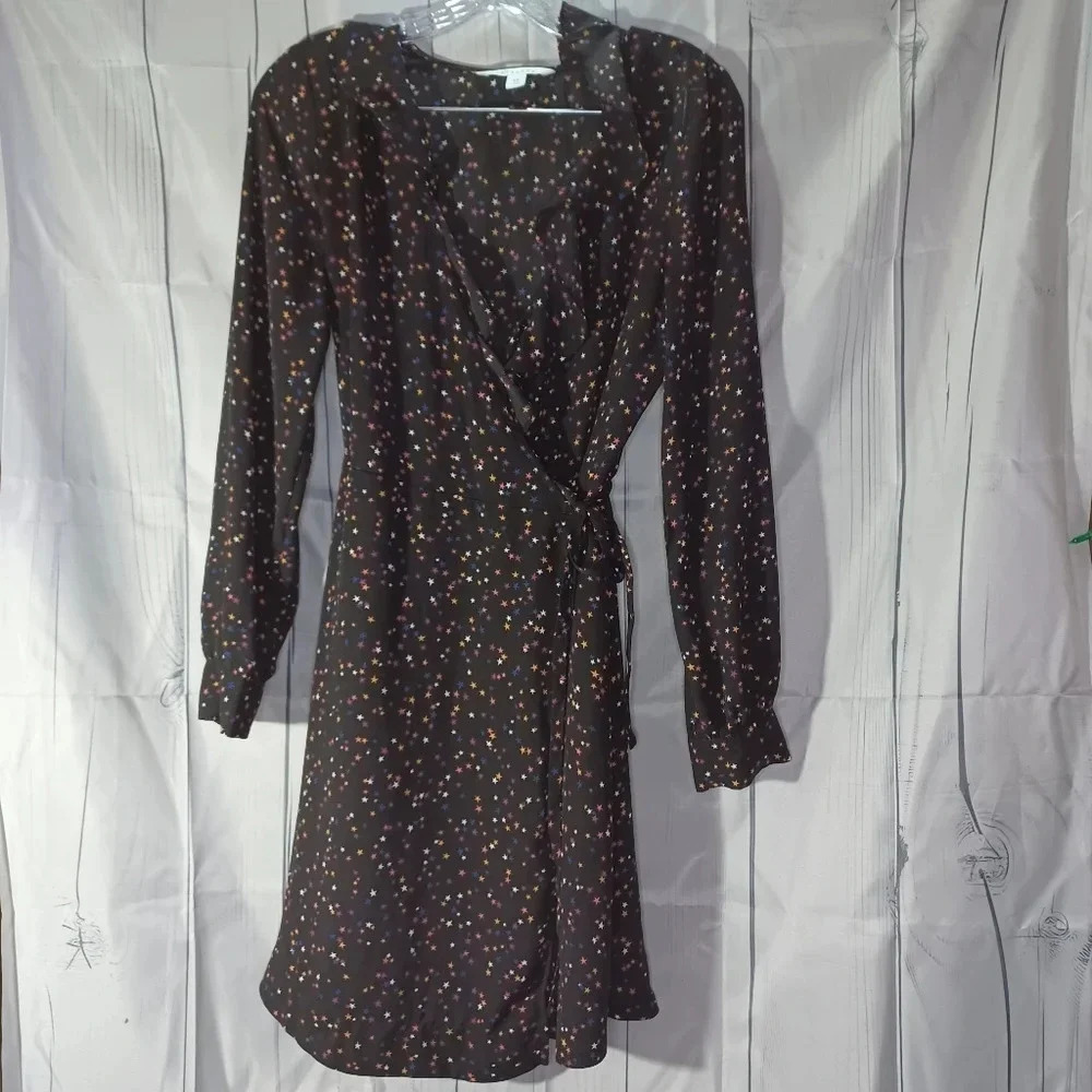 Popsugar long sleeve sheer wrap dress